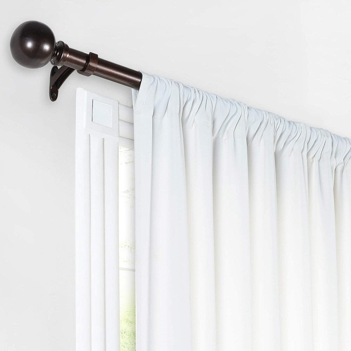 Deco window 1 Inch Adjustable Curtain Rod for Windows & Doors Curtains with Ball Finials & Brackets Set