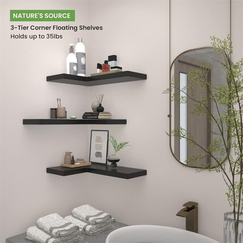 Corner Shelves Wall Mounted Set of 3 - 17.3D x 11.8W x 3.15H