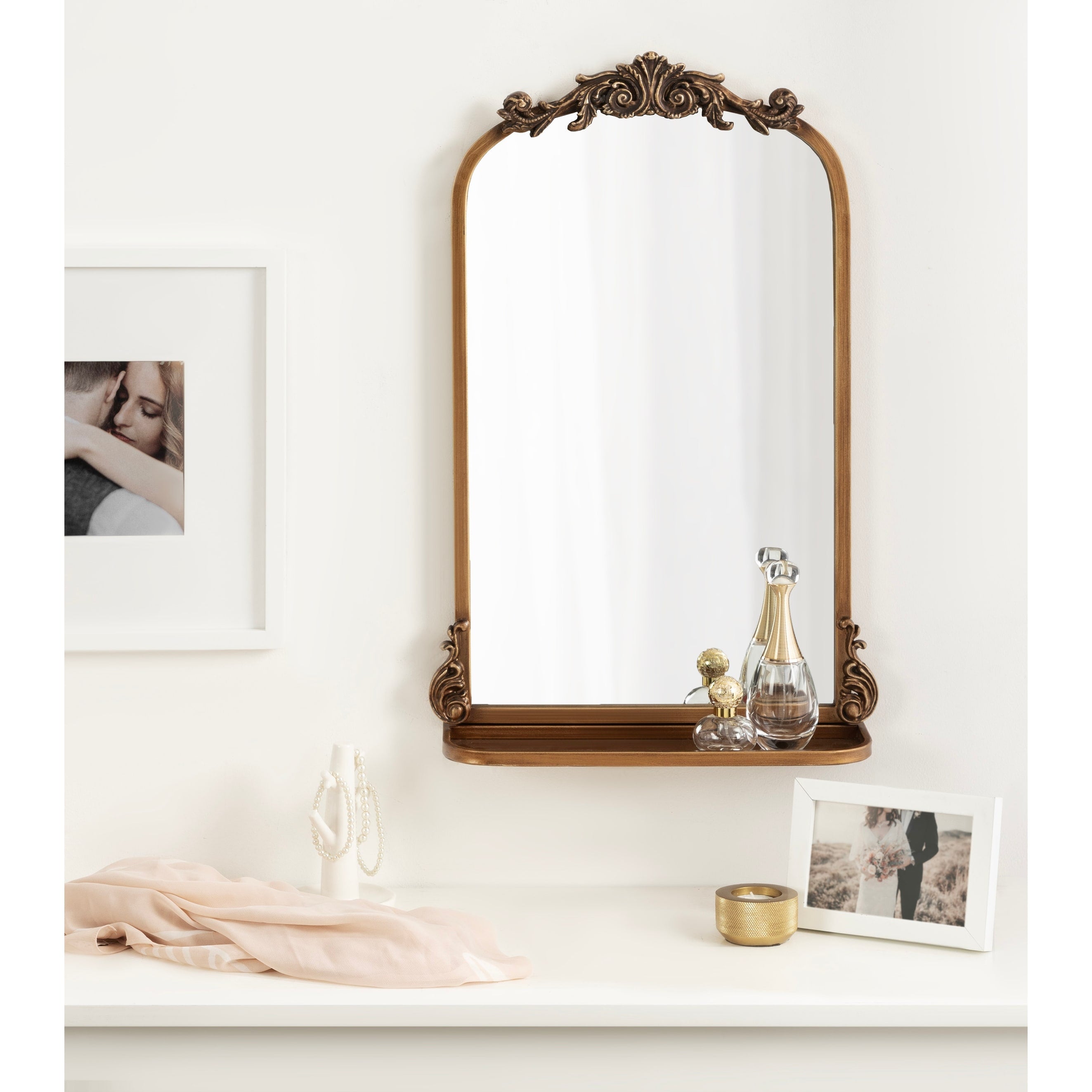 Kate and Laurel Arendahl Traditional Arch Mirror with Shelf