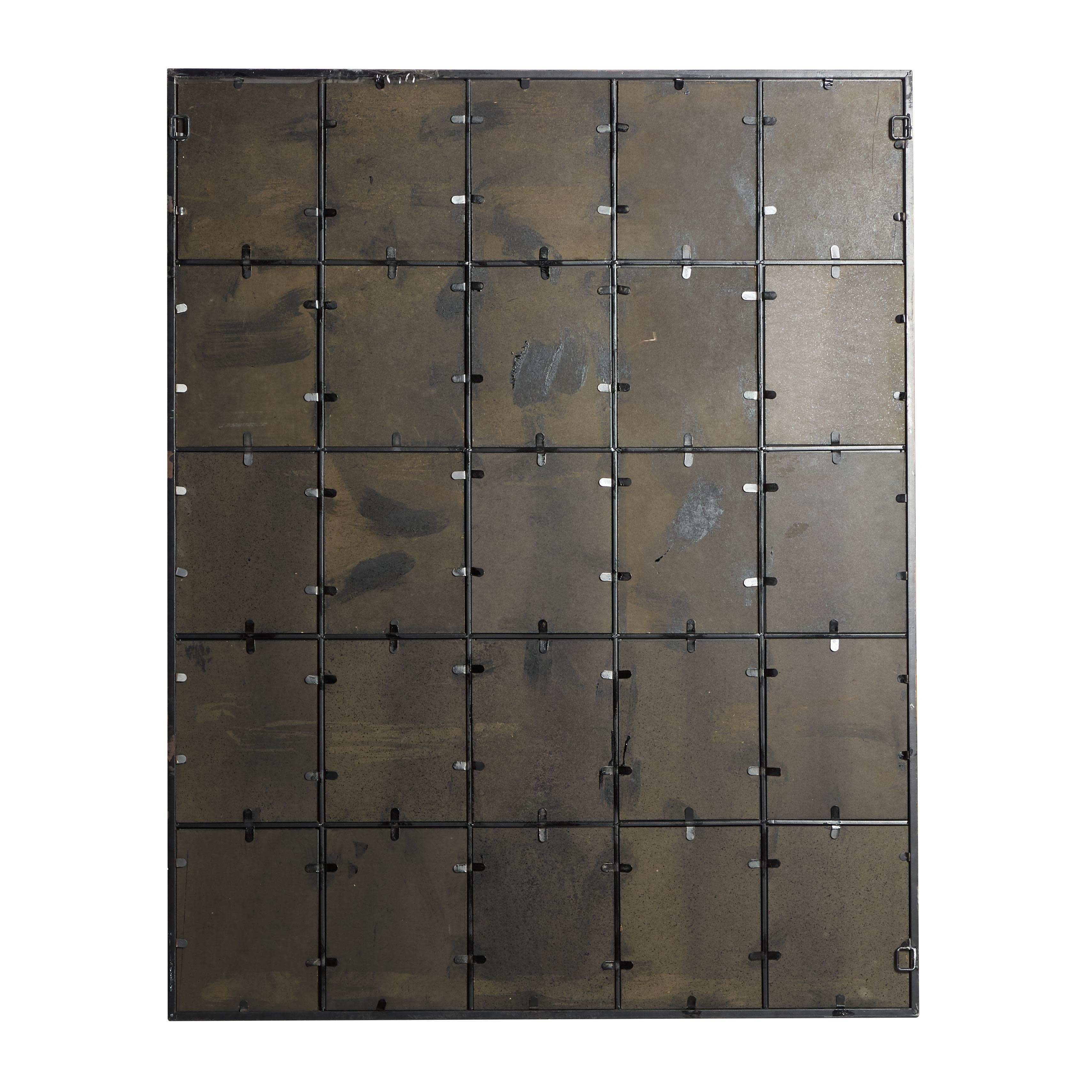 Metal Window Pane Inspired Grid Room Wall Mirror - Copper, Brown, Black - Roche River Decor