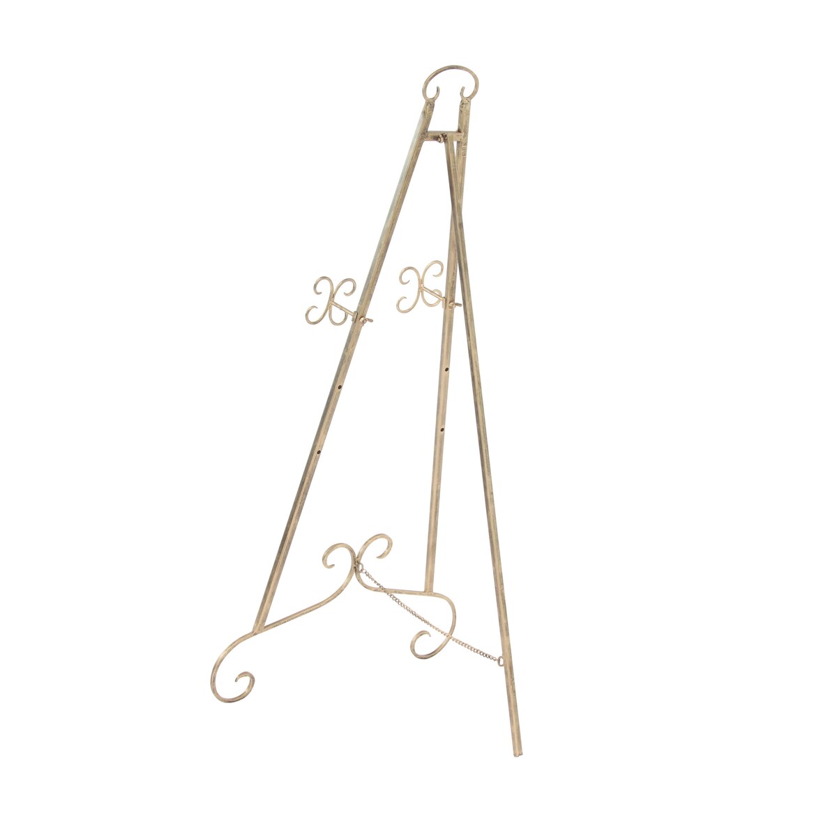 Metal Scroll Large Adjustable 3 Tier Display Easel with Chain Support - Gold, Gray or Silver - Roche River Decor