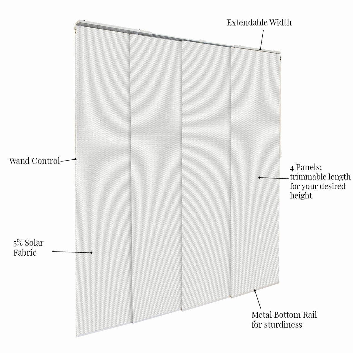 CHICOLOGY Adjustable Sliding Panels, 4-Rail Track, Vertical Blinds, Pation Door Curtain, Room Divider