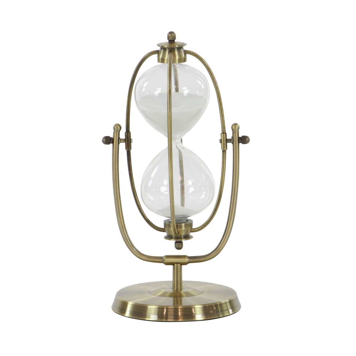 Glass Hourglass Sand Timer with Rotating Stand - Brass - Roche River Decor