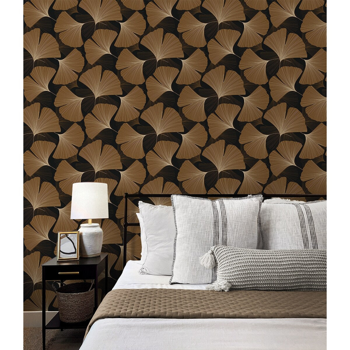 NextWall Tossed Ginkgo Leaf Peel and Stick Wallpaper