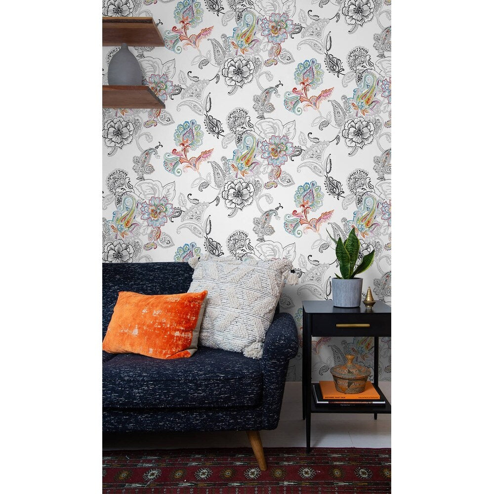 NextWall Paisley Floral Peel and Stick Removable Wallpaper - 20.5 in. W x 18 ft. L