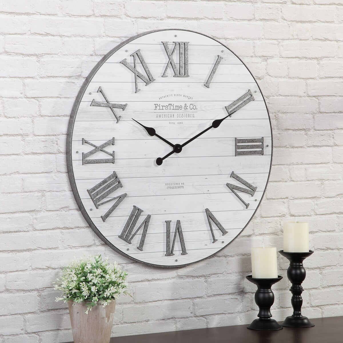 FirsTime & Co. Emmett Farmhouse Shiplap 27-in. Round Wall Clock