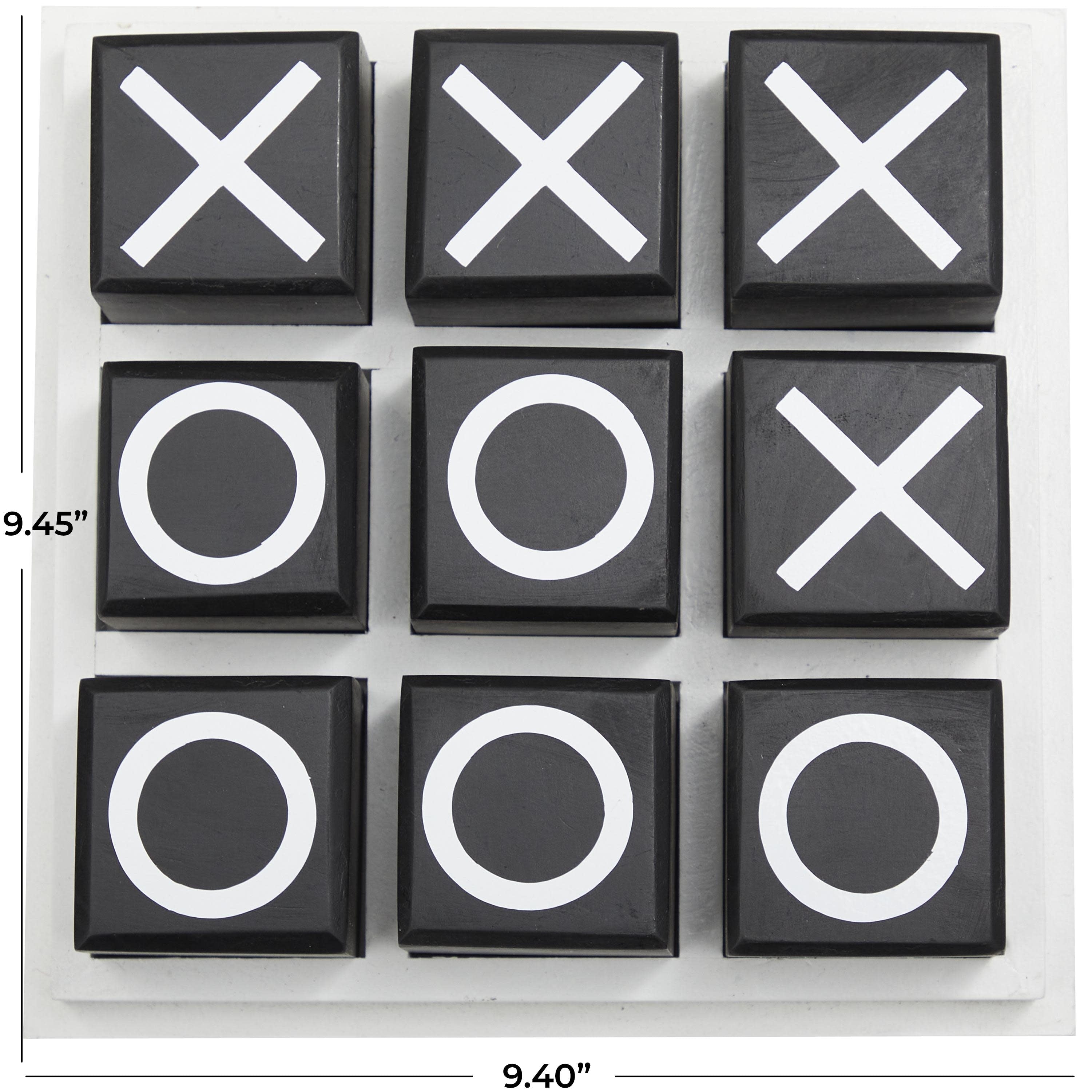 Wooden Tic Tac Toe Block Game Set with Steel or Light Wood Pieces - Black, Dark Brown, Gold - The Novogratz