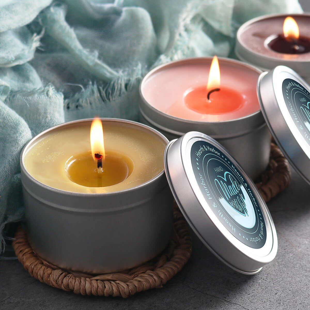 Hearth & Harbor Candle Tins - Candle Jars for Making Candles - DIY Candle Containers with Lids