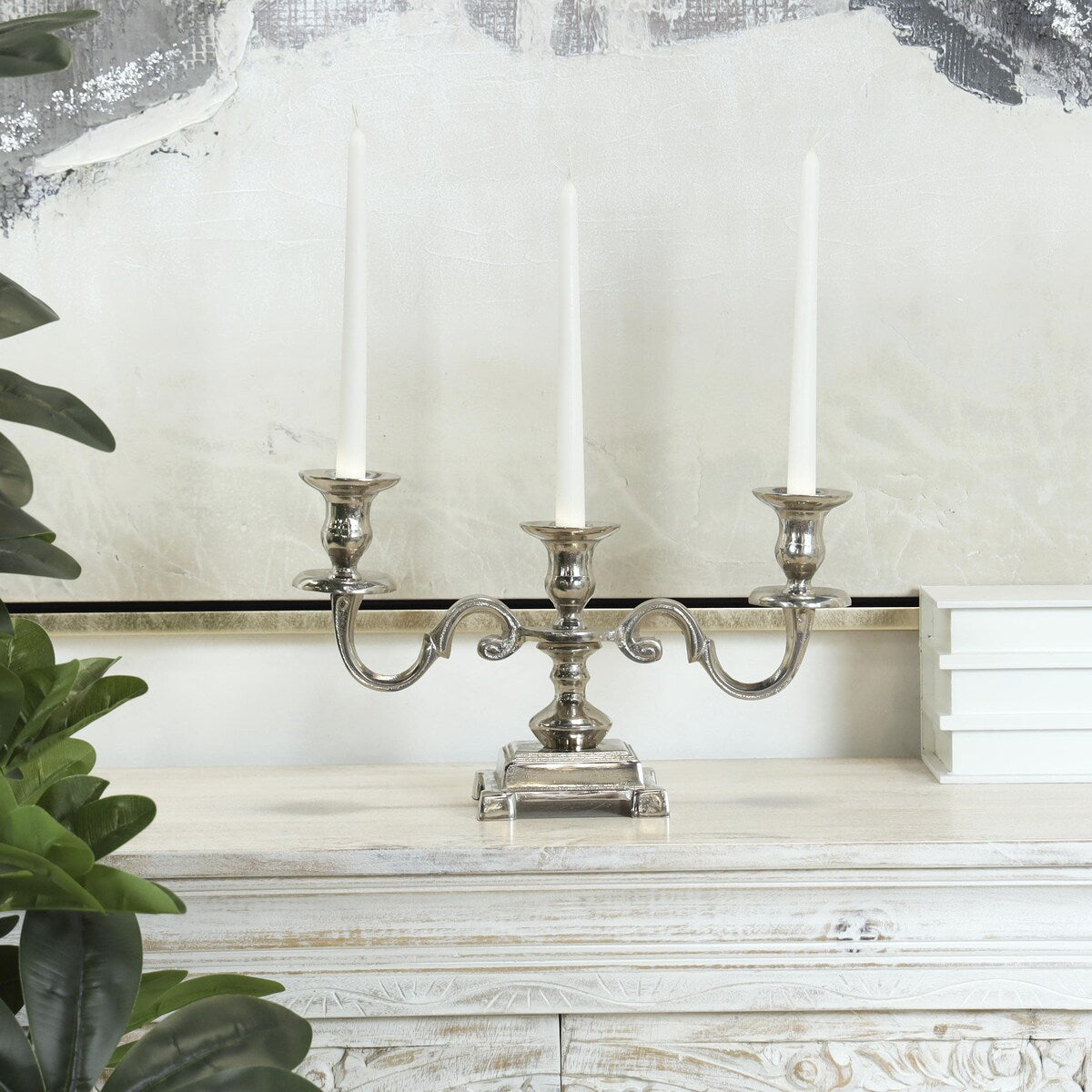 Aluminum Metal Scrolled Candelabra - Gold or Silver - The Novogratz