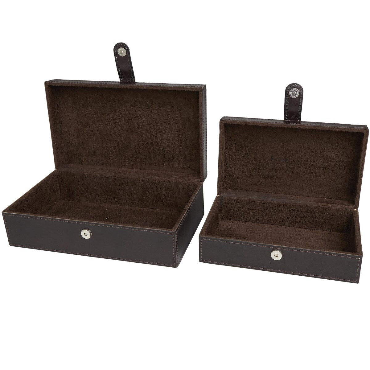 Leather Handmade Decorative Box with Hinged Lid - Set of 2 Gray, Brown or Dark Brown - Roche River Decor