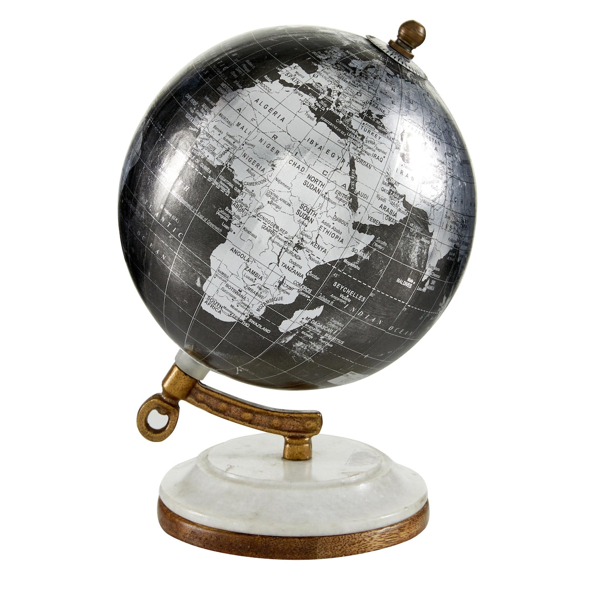 Plastic Globe with Marble Base - Black - Roche River Decor