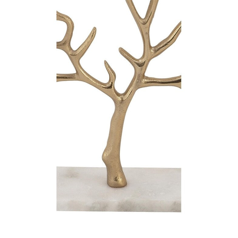 Marble Tree Jewelry Stand with Rectangular Base - Gold or Silver - CosmoLiving by Cosmopolitan