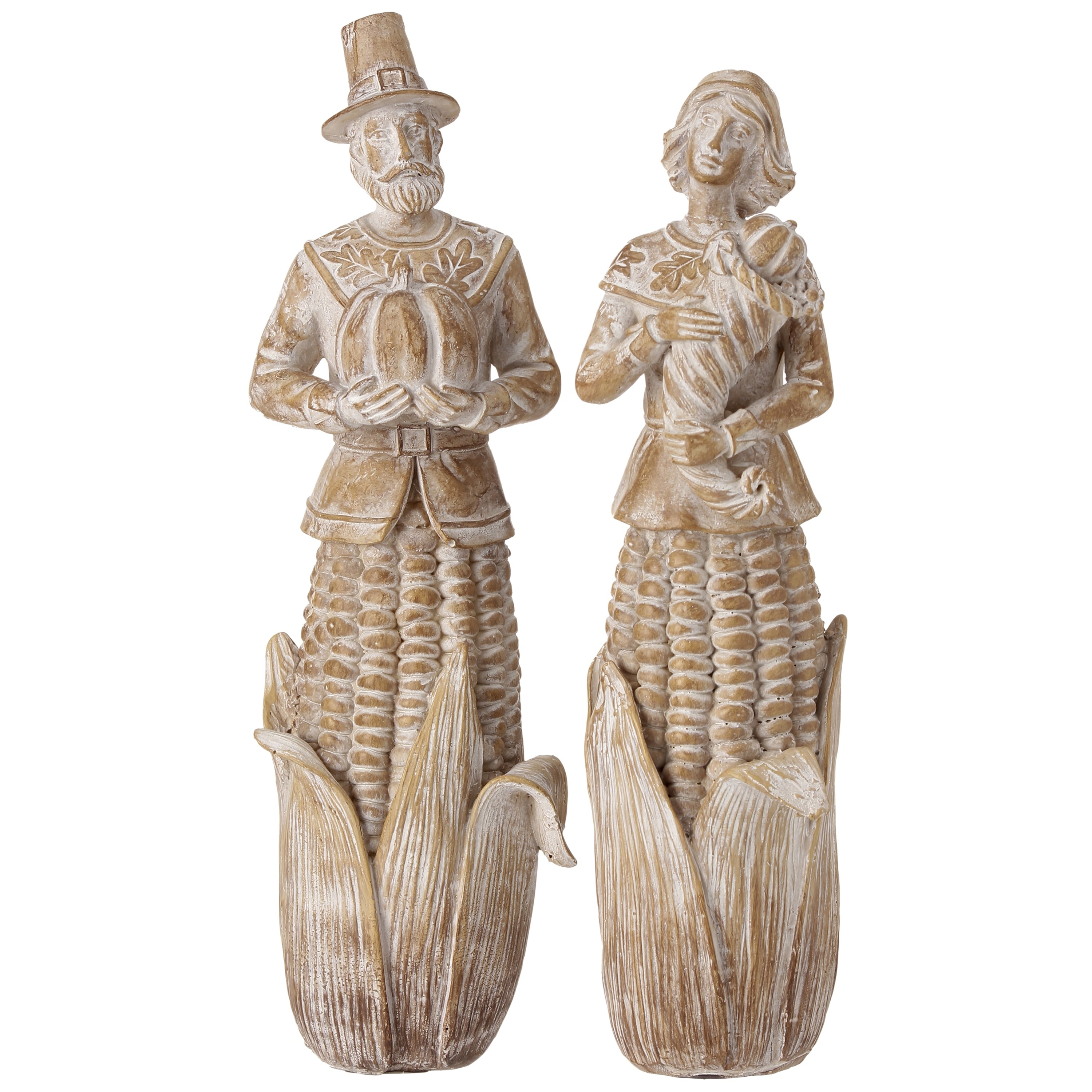 9-9.5 Resin Pilgrim With Corn Base Set of 2