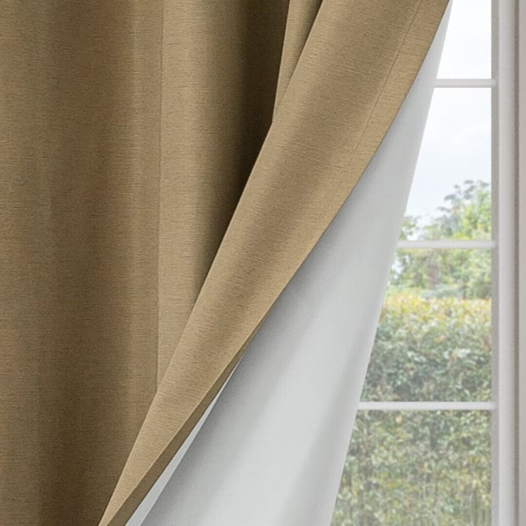 Blackout Brushed Textured Grommet Curtain Pair(2 Panels)