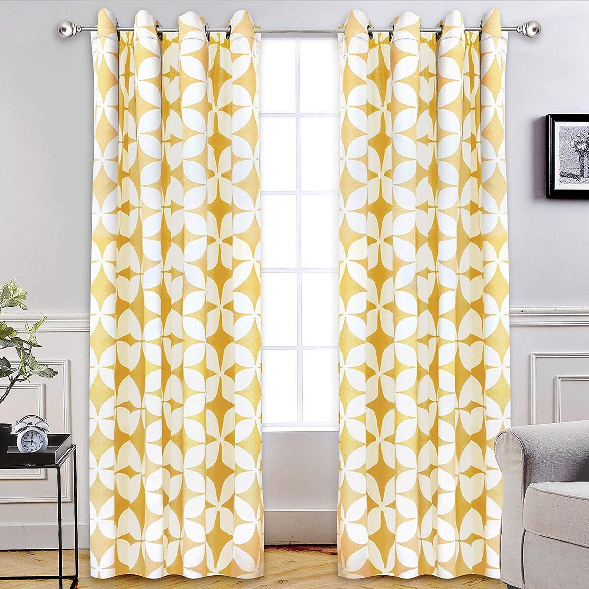 DriftAway Amelia Geo Thermal Insulated Blackout Curtain Panel Pair