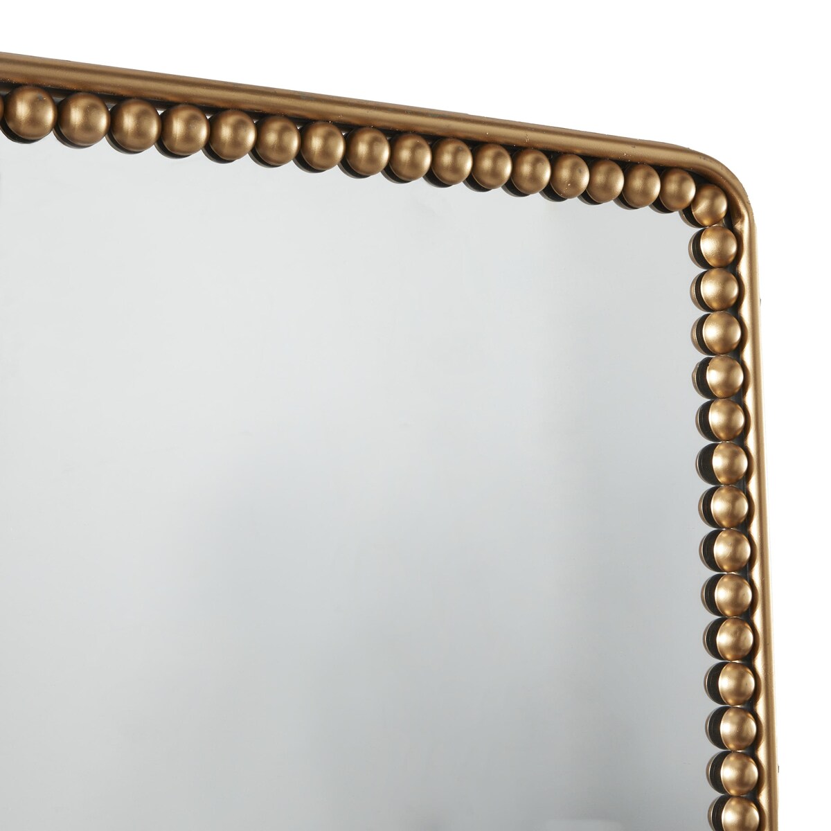 Metal Room Wall Mirror with Beaded Detailing - Gold - Roche River Decor