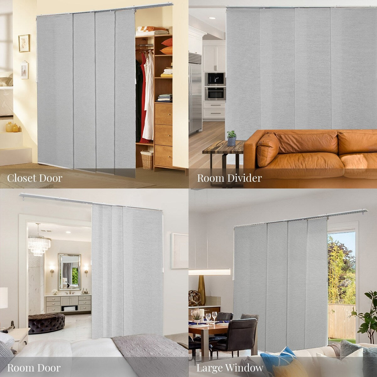 CHICOLOGY Adjustable Sliding Panels, 4-Rail Track, Vertical Blinds, Pation Door Curtain, Room Divider