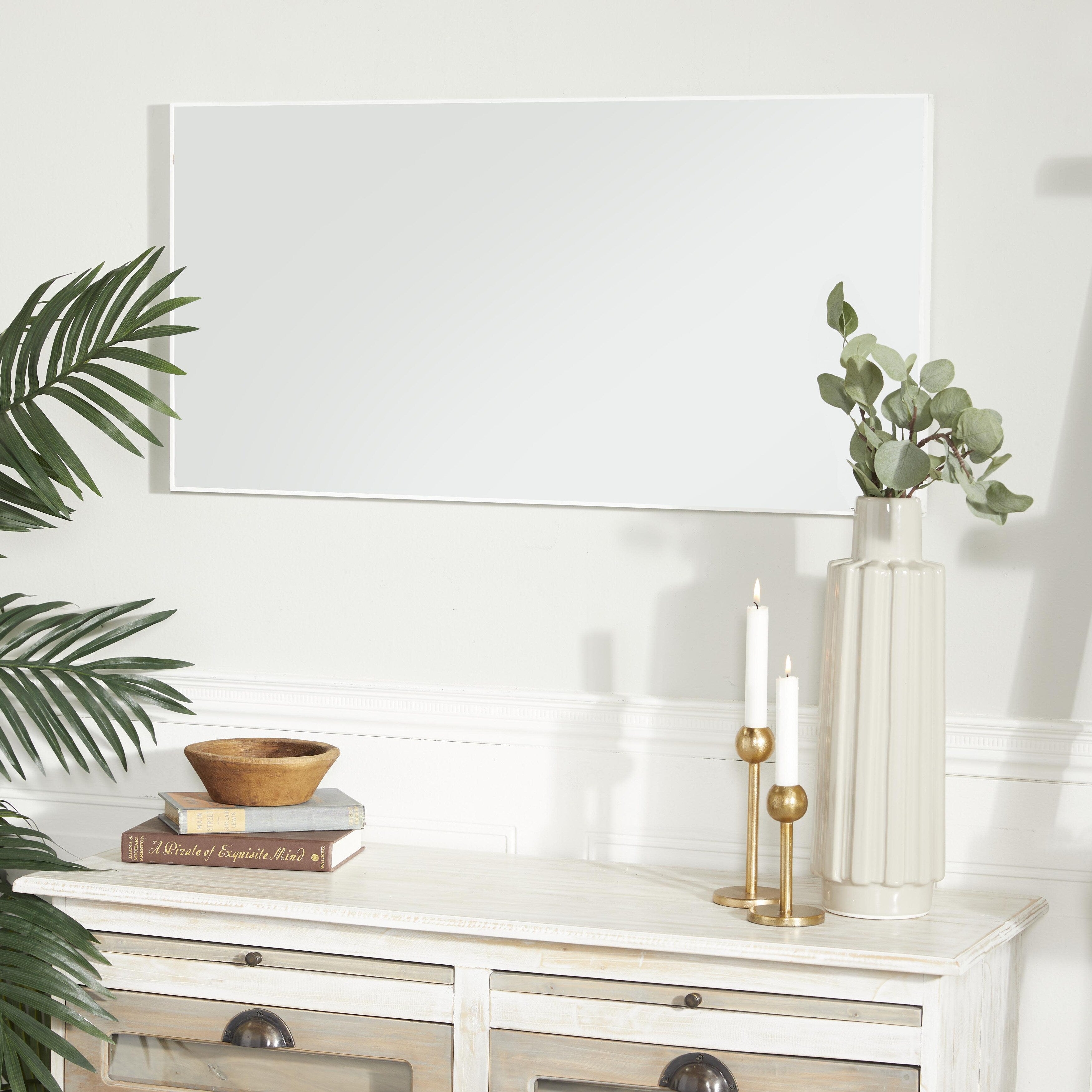 Wood Room Wall Mirror with Thin Minimalistic Frame - Black, White or Gold - Roche River Decor