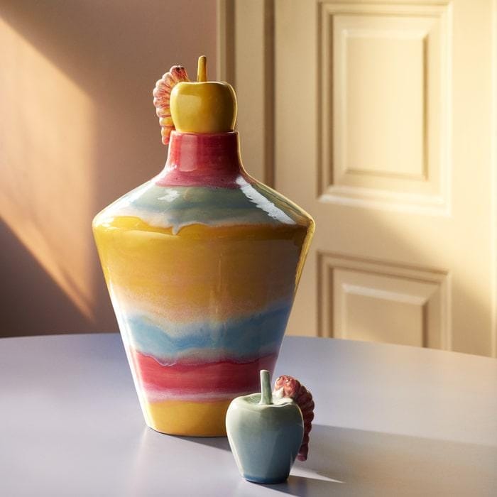 Khler Poppery Vase With Apple, Pink/Mint/Yellow - H: 15.4