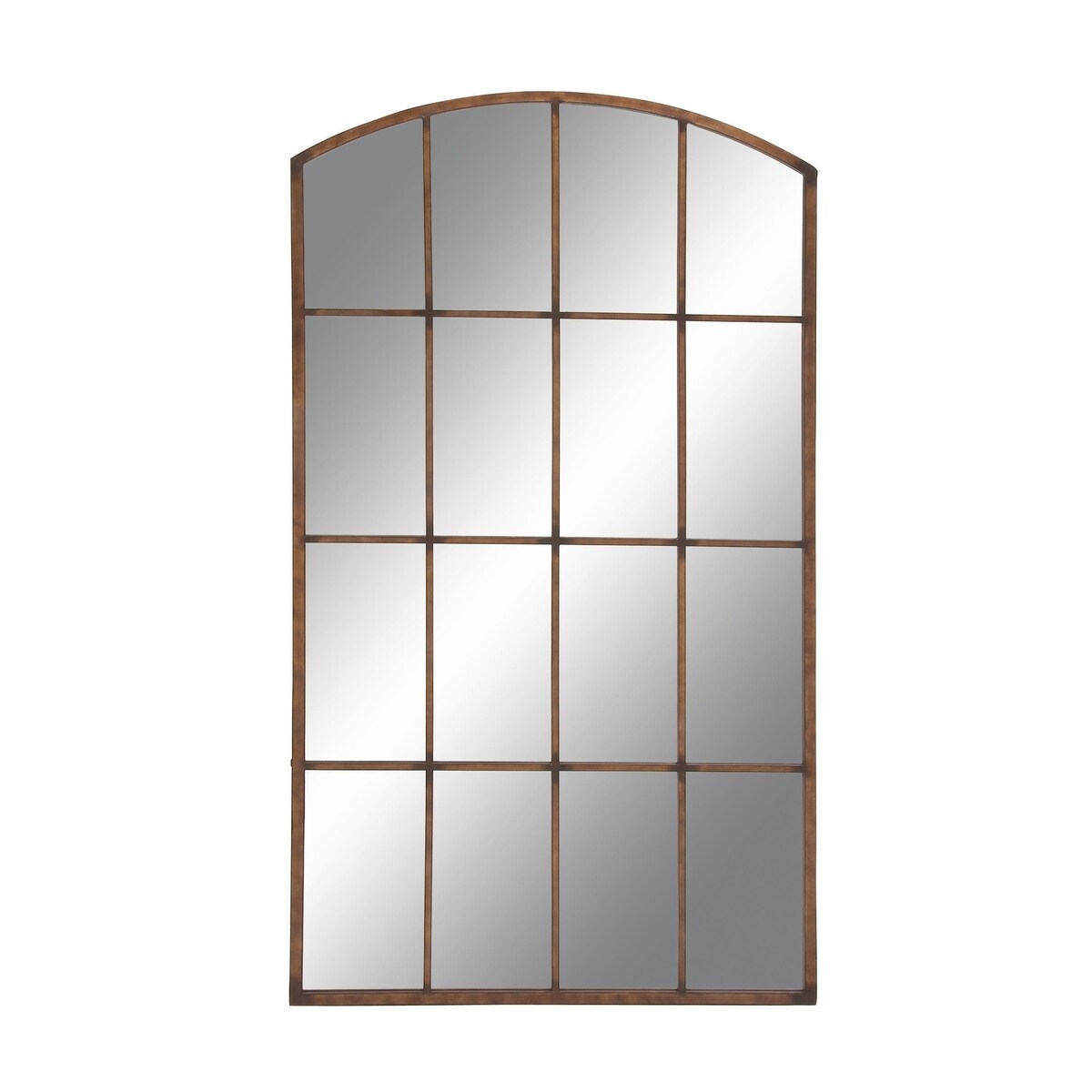 Metal Window Pane Inspired Grid Room Wall Mirror - Copper, Brown, Black - Roche River Decor