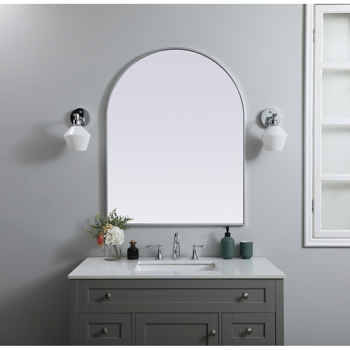 Indigo Home Metal Frame Arch Mirror 33x42 Inch