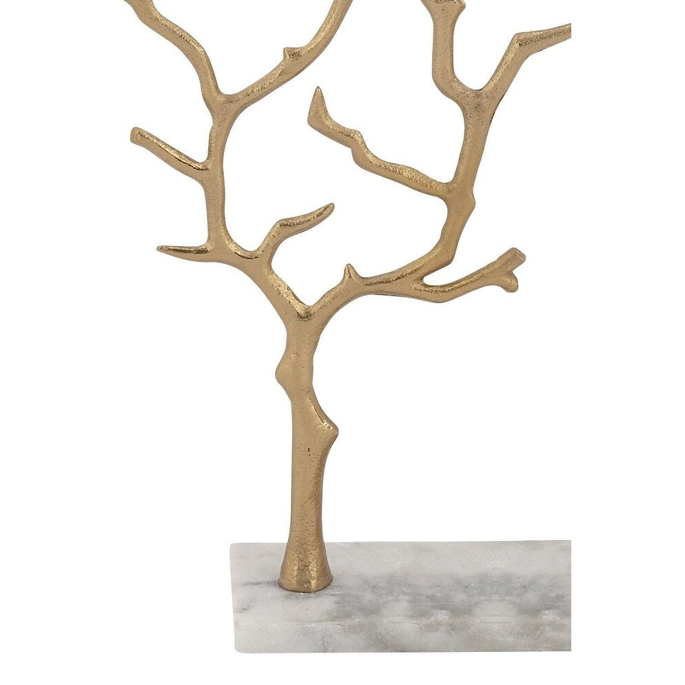 Marble Tree Jewelry Stand with Rectangular Base - Gold or Silver - CosmoLiving by Cosmopolitan