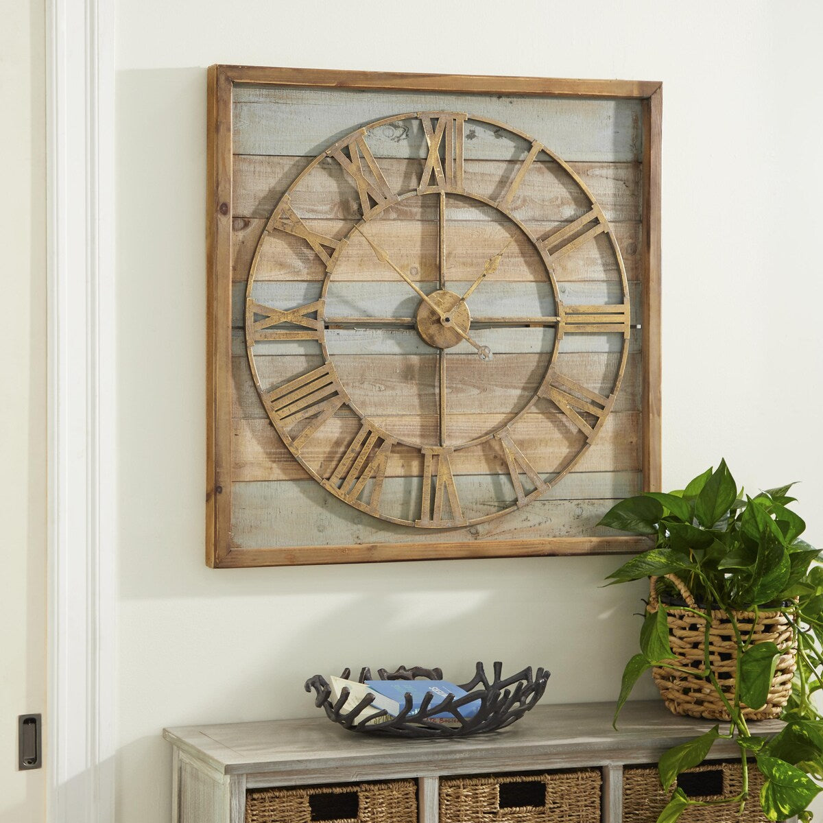 Metal Decorative Wall Clock - Brown - Roche River Decor