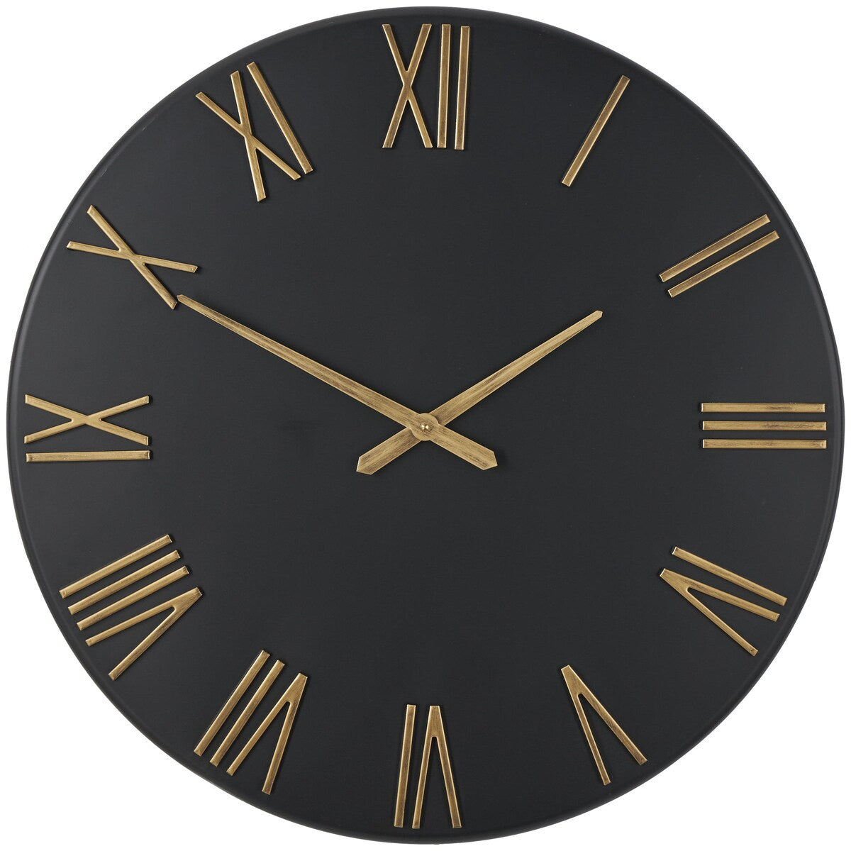 Metal Decorative Wall Clock with Gold Hands and Numbers - Black or White - Roche River Decor