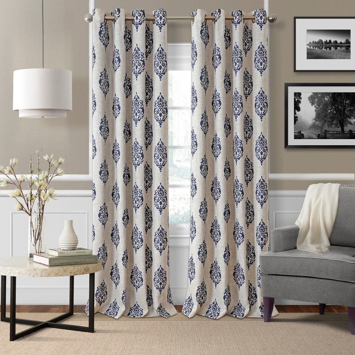 Navara Medallion Room Darkening Window Curtain