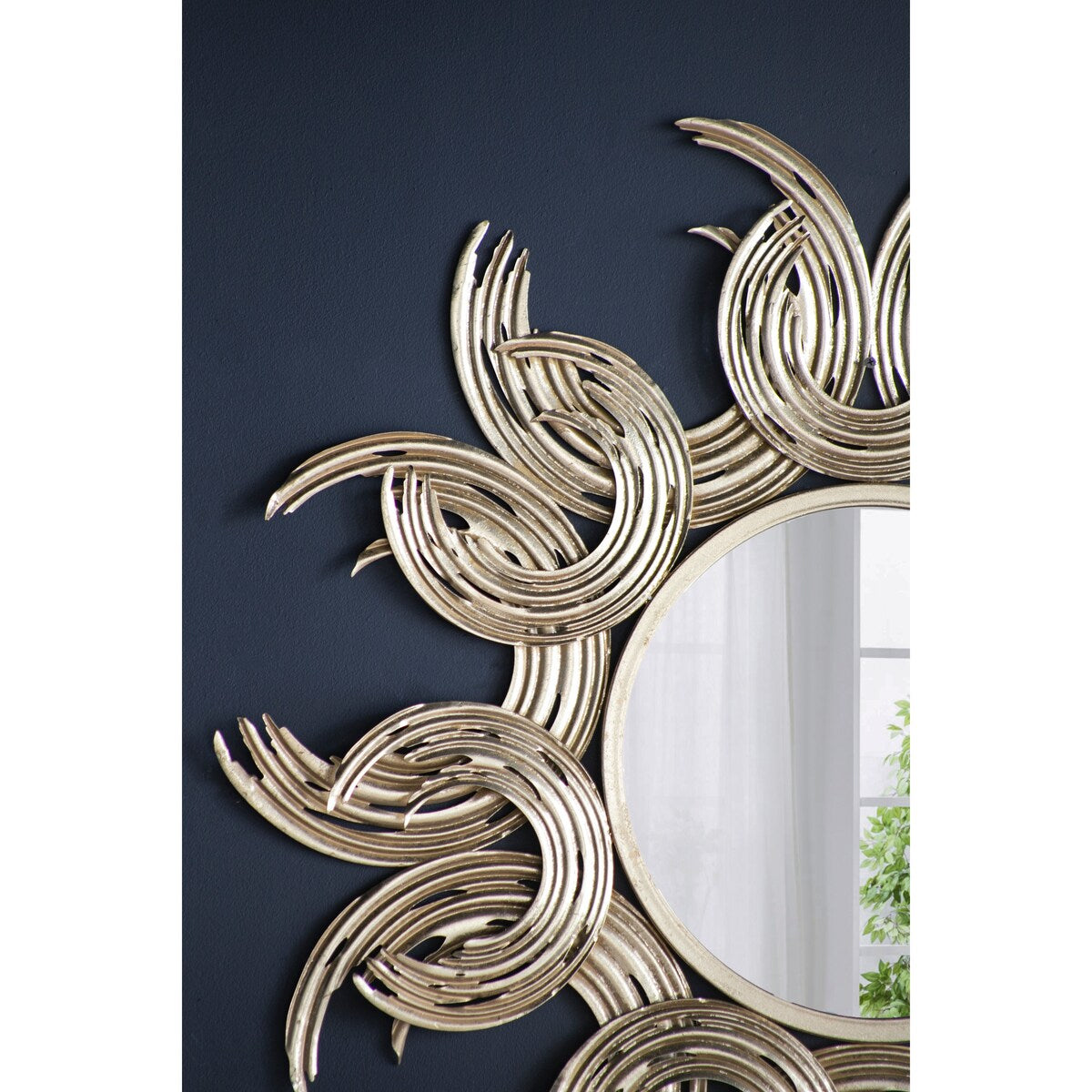 Sunburst Metal Decorative Mirror with Gold Finish