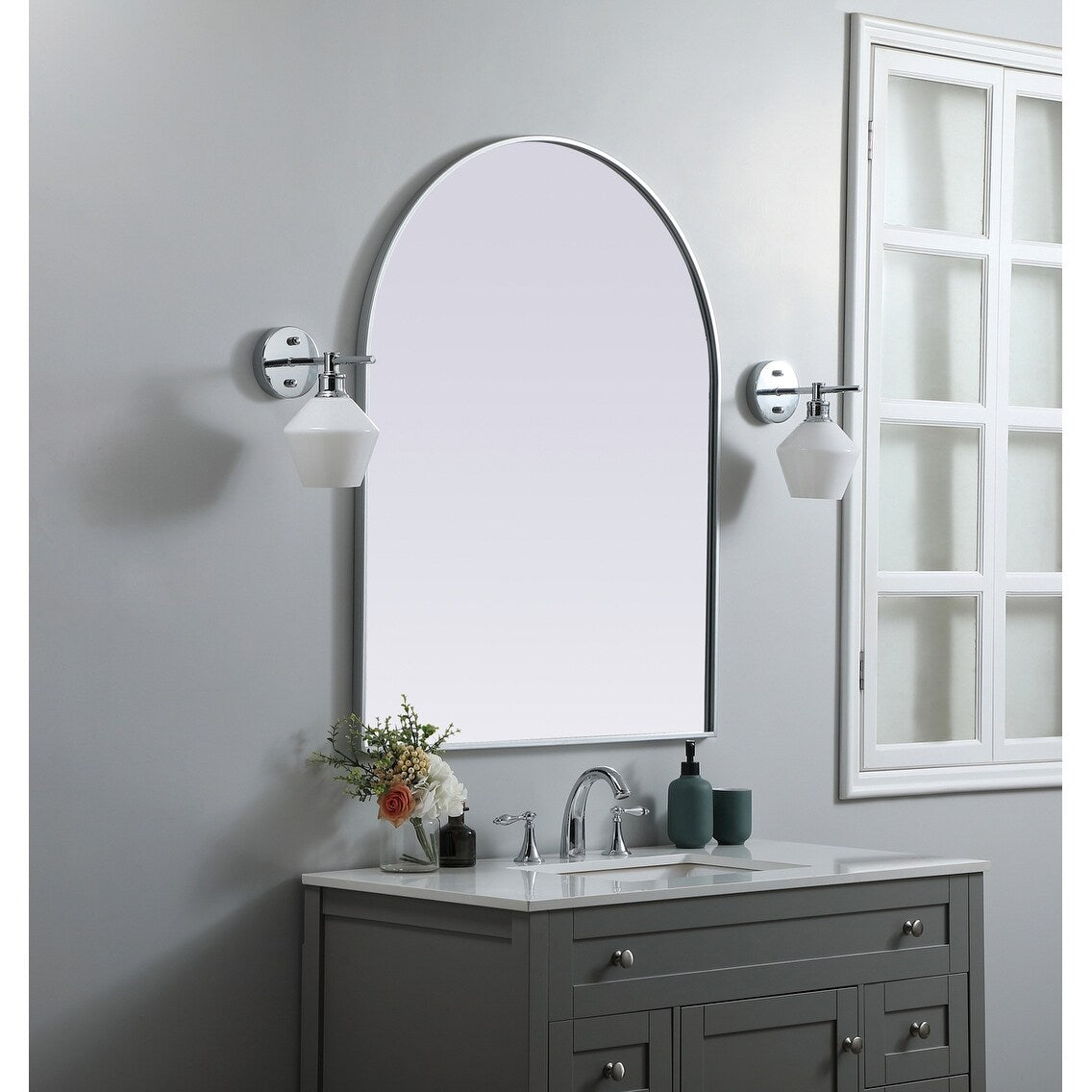 Indigo Home Metal Frame Arch Mirror 33x42 Inch