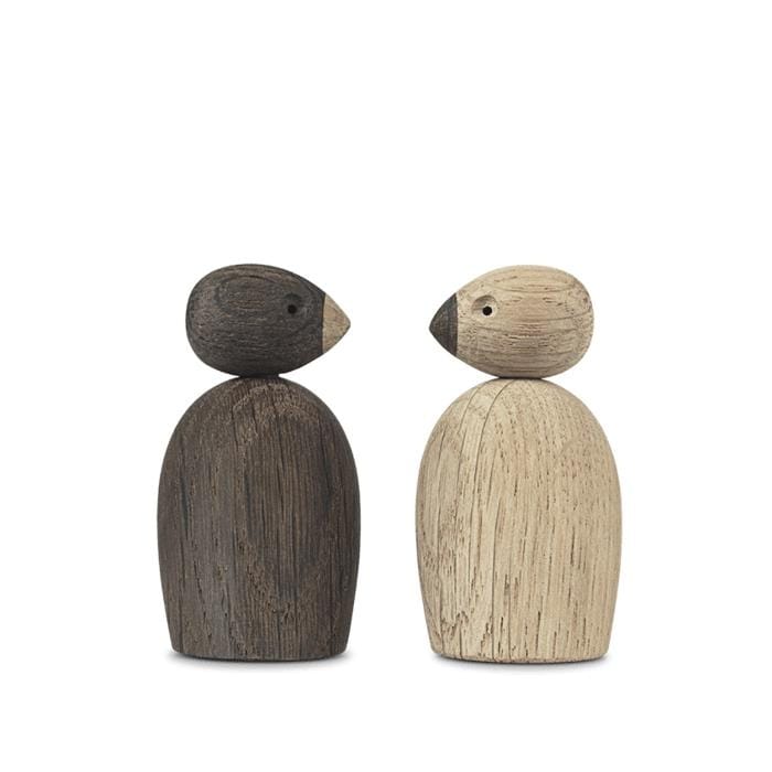 Kay Bojesen Pair Of Sparrows, Oak/Smoked Oak - H: 2.2