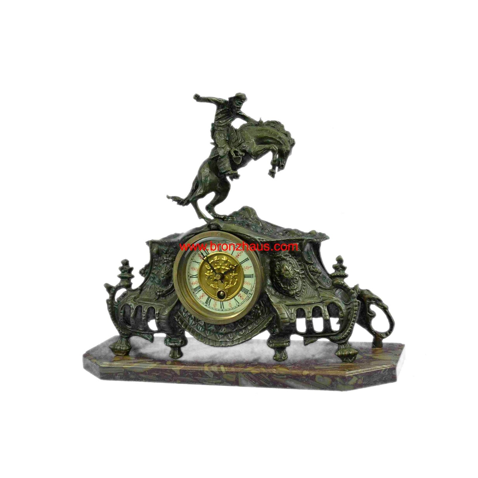 Remington Bronco Buster Bronze Clock Sculpture Figurine Decor Hot Cast Marble Nr