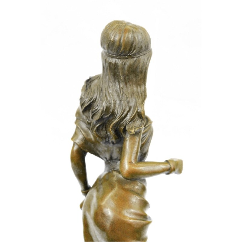 Native American Girl 100 Percent Solid Bronze Sculpture Statue Figure Decor Art Deco