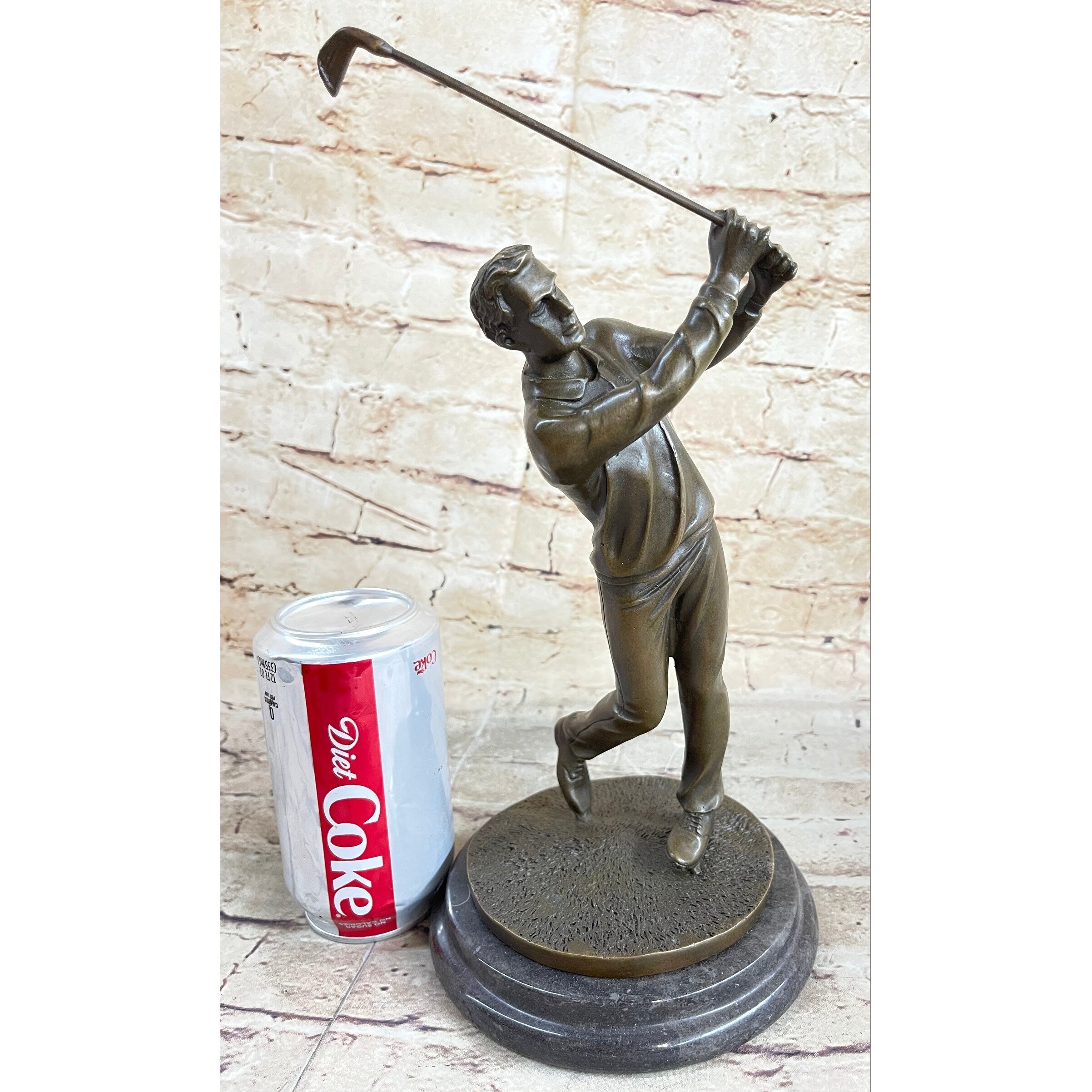 Golfer W. Club Swing Bronze Sculpture Statue By Milo Signed Original Figurine Nr