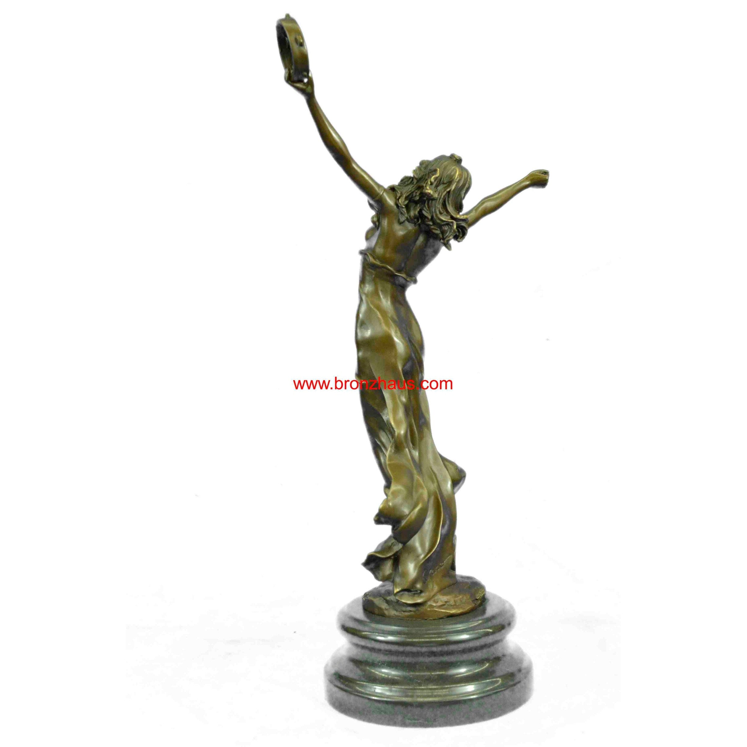 Art Deco French Cesaro Marble Dancer Bronze Statue Nouveau Figurine Home Large