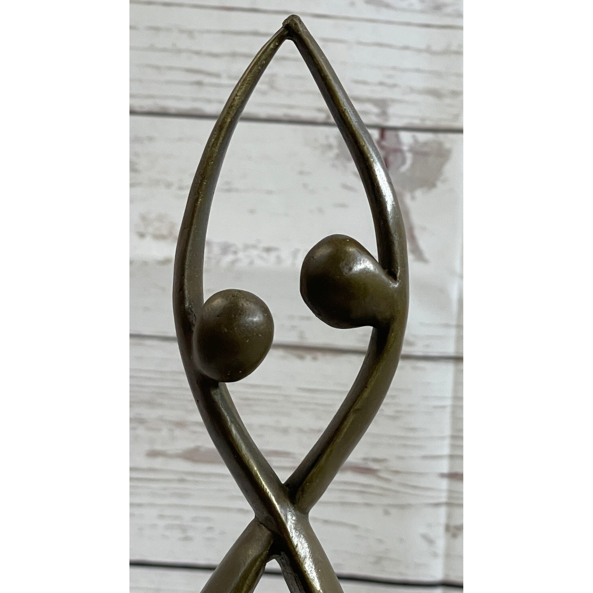 Signed Original Modern Art Creation Of Two Being Bronze Sculpture Abstract Decor