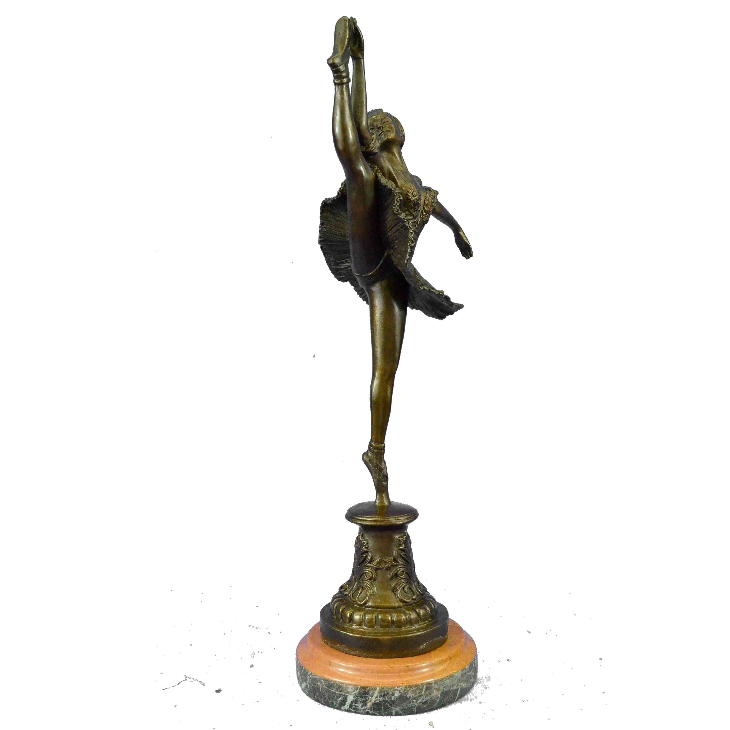 Art Nouveau Brown Patina Gory Little Ballerina Bronze Sculpture Dance Trophy Sta