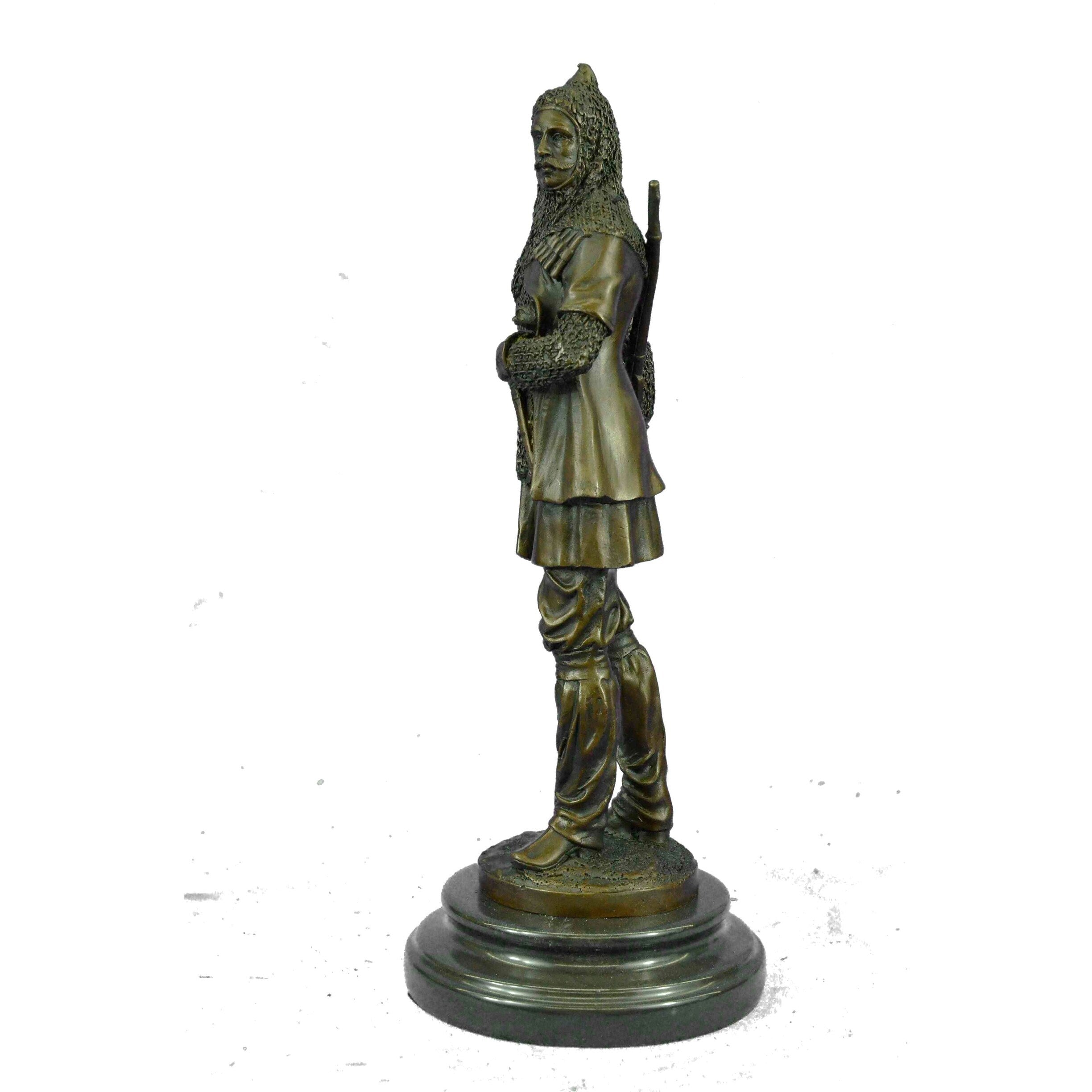 Hot Cast Bronze Medieval European Soldier W/ Dagger Statue Sculpture Figurine