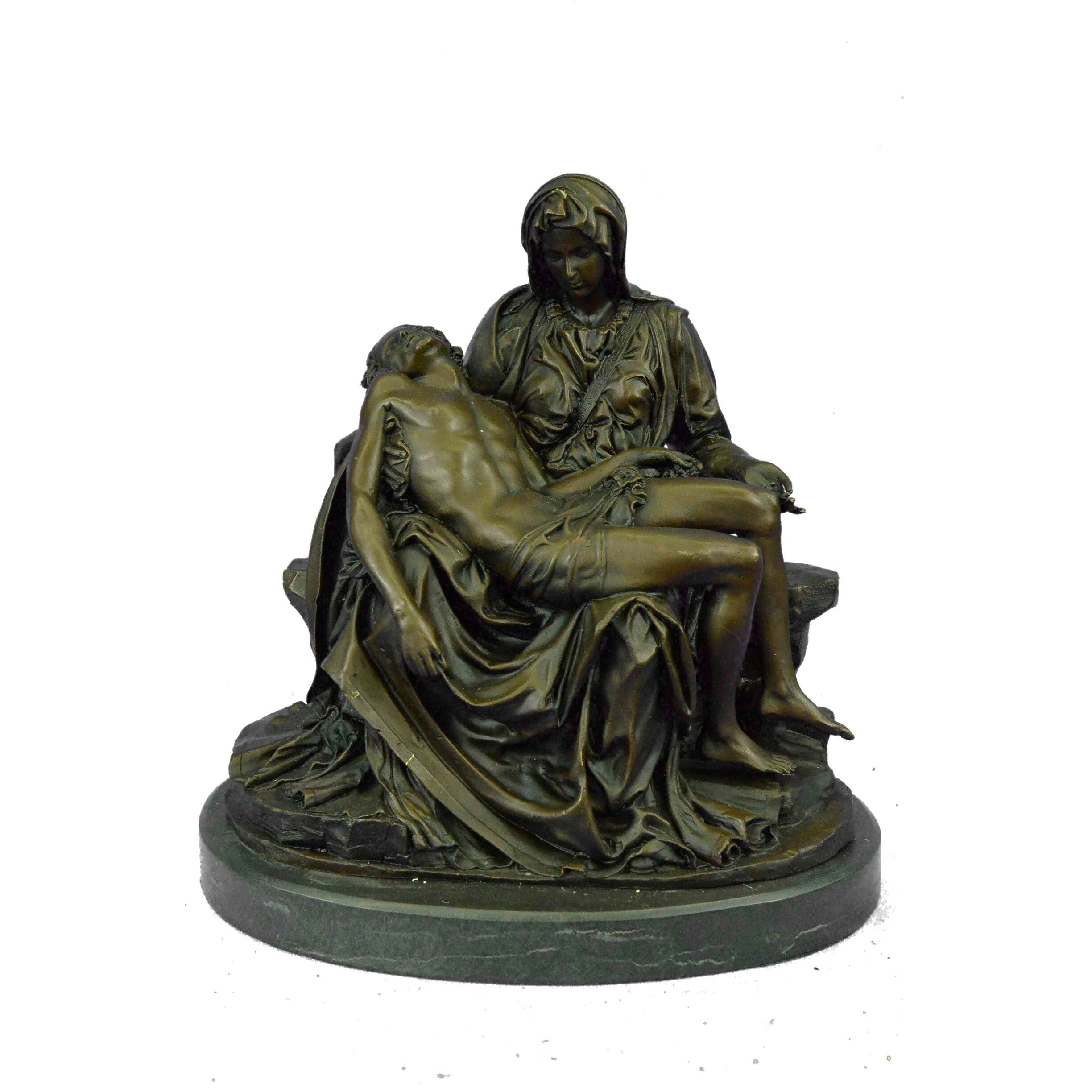 La Pieta Bronze Sculpture Virgin Mary Holds Dying Jesus Xmas Gift Figurine Catholic Decor