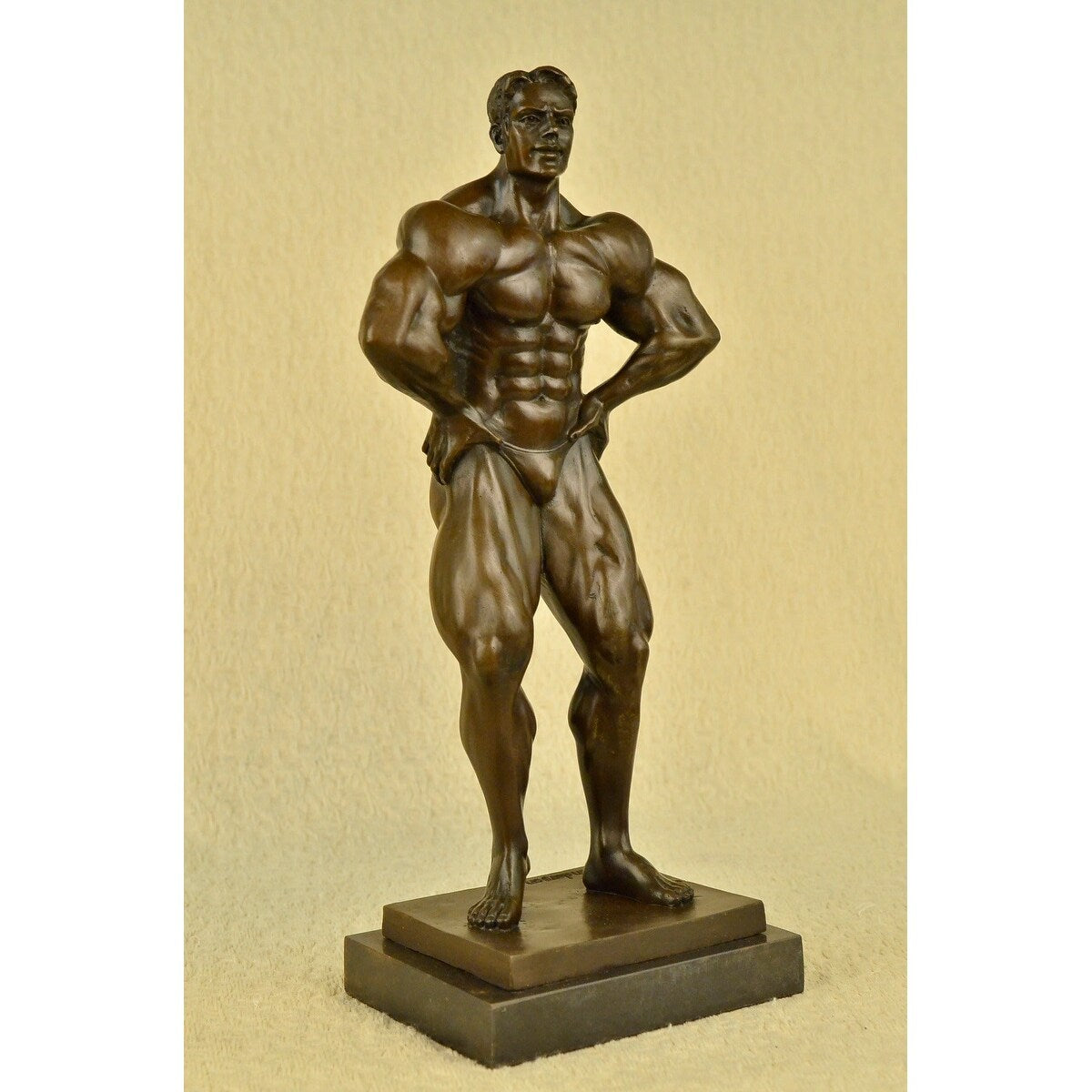 Bronze Champion Body Builder Mr. Universe Muscle Man Statue Figurine Sculpture