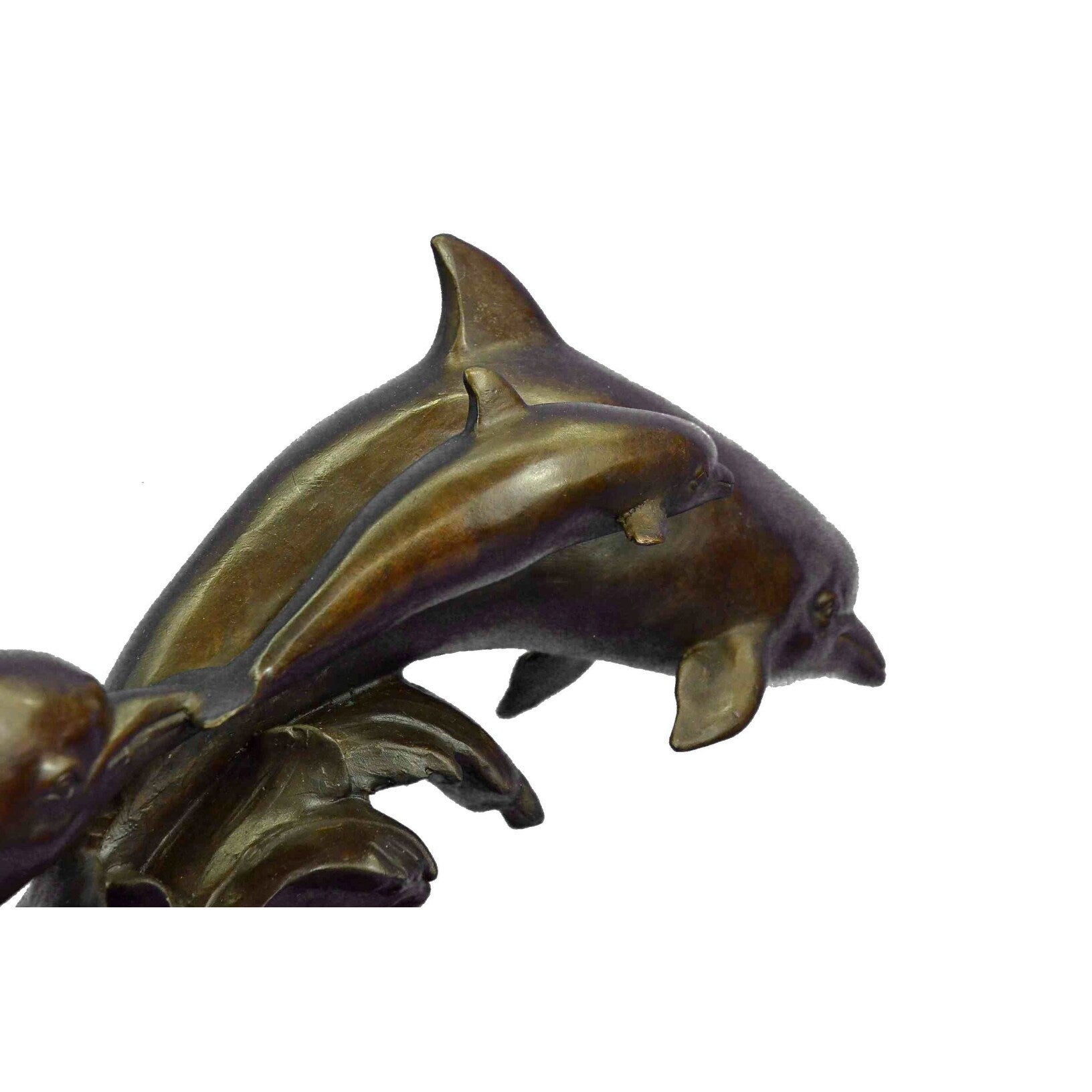 Clearance Sale Imitative Dolphins Riding Wave Bronze Sculpture Hot Cast Marine Figure