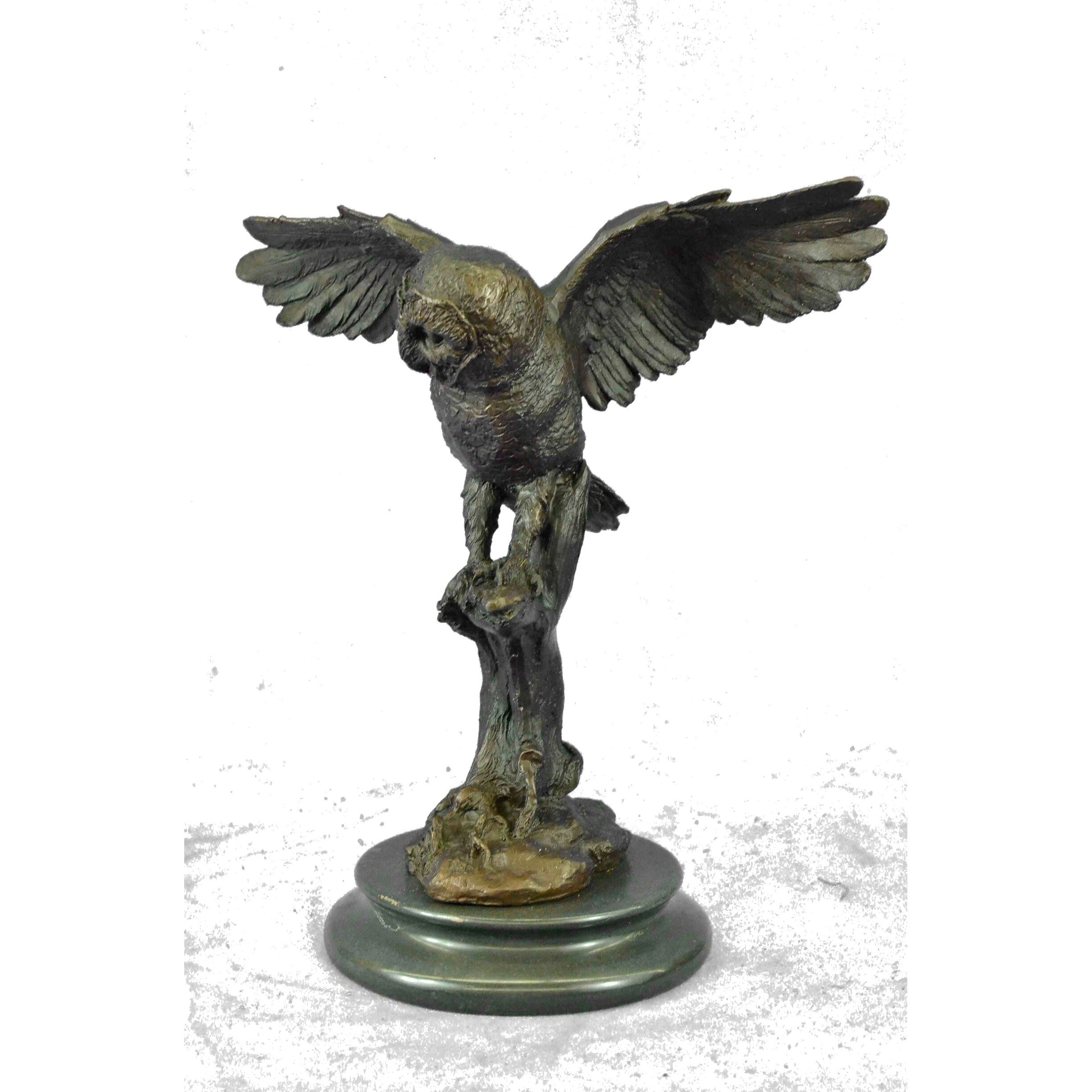 Beautiful Large Abstract Pure Hotcast Bronze Statue Barn Owl Night Patrol Gift