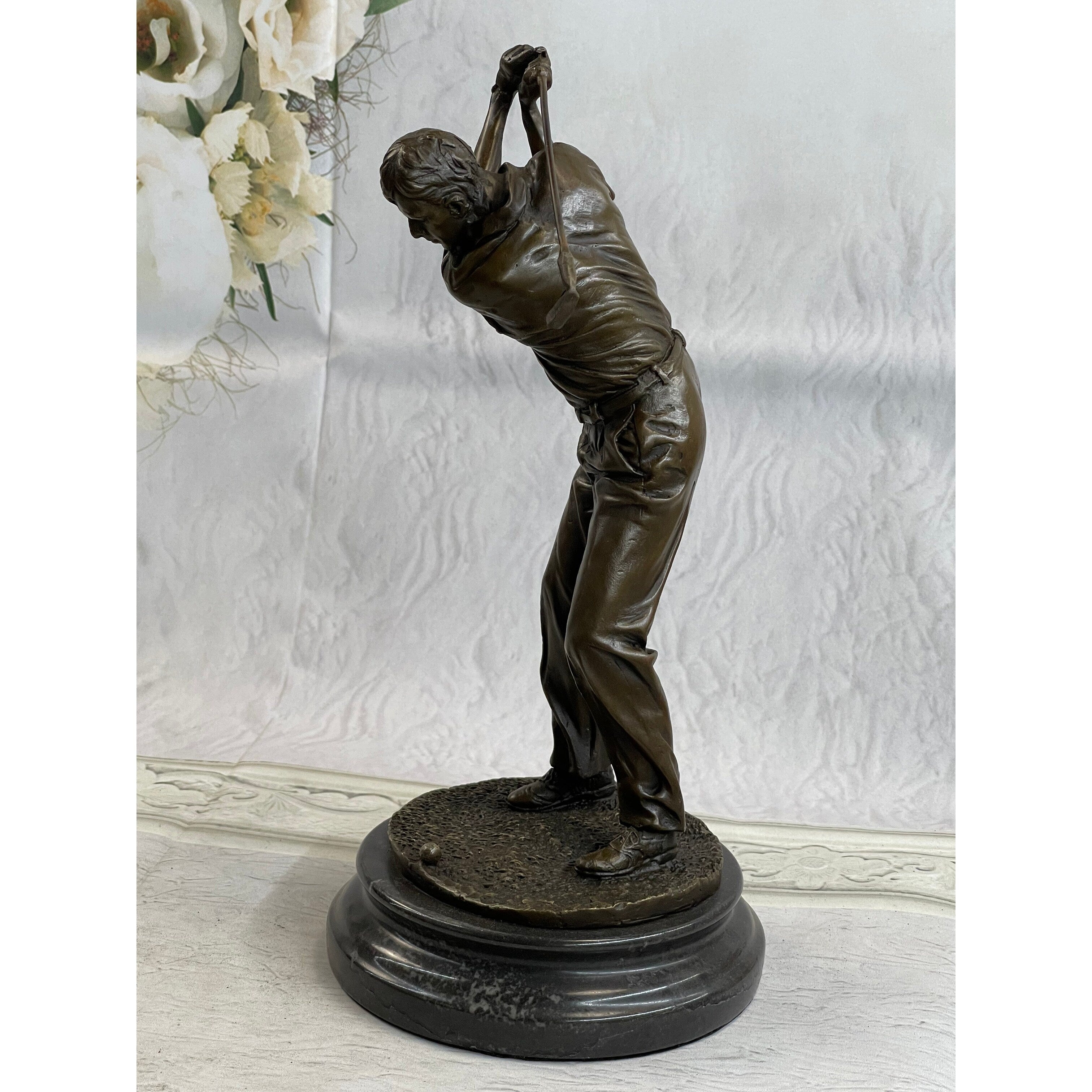 Signed Milo Abstract Tall Golfer Trophy House Decor Golf Golfing Statue Figure