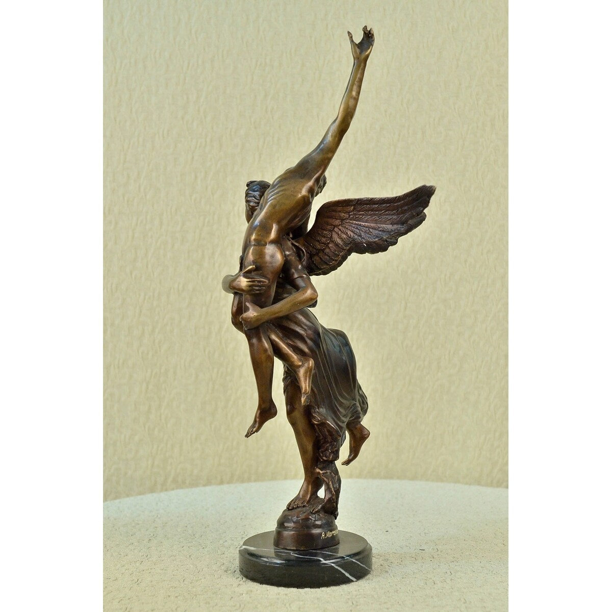 Guardian Angel Messenger Of God Bronze Statue Sculpture Signed Moreau Figure Art