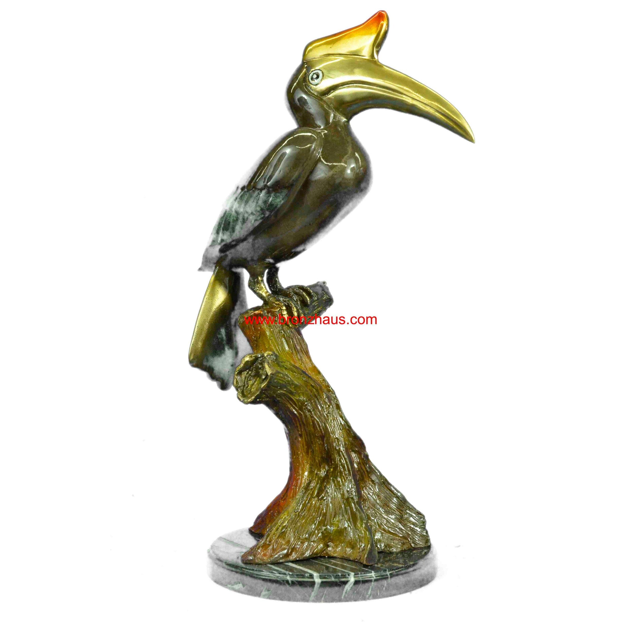 Art Deco Special Patina Limited Edition Heron Bird Bronze Sculpture Figurine Art