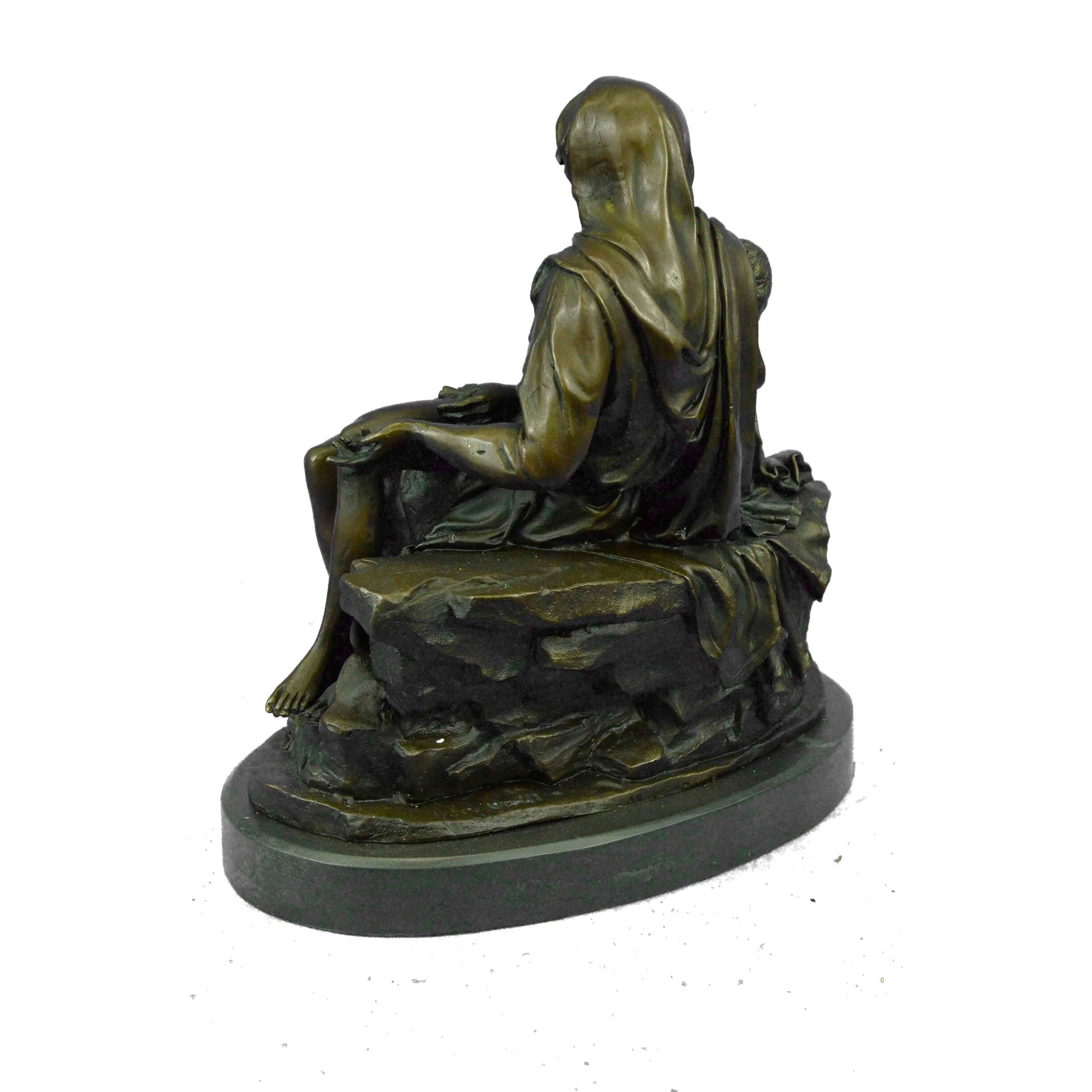 La Pieta Bronze Sculpture Virgin Mary Holds Dying Jesus Xmas Gift Figurine Catholic Decor