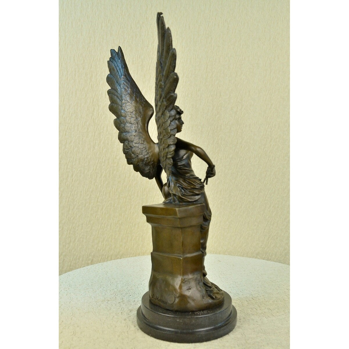 Bronze Marble Victory Statue Winged Nike Samothrace 22 Inches Sculpture Figurine Decor