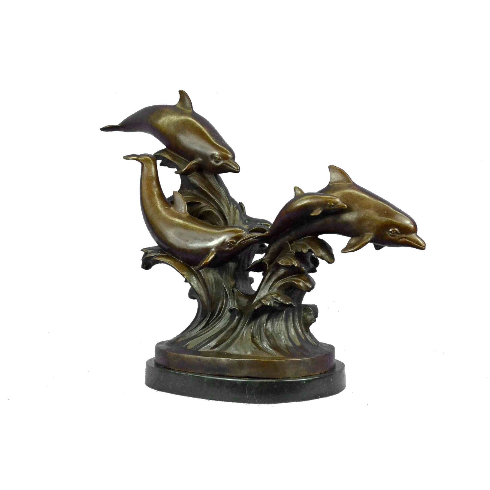 Clearance Sale Imitative Dolphins Riding Wave Bronze Sculpture Hot Cast Marine Figure