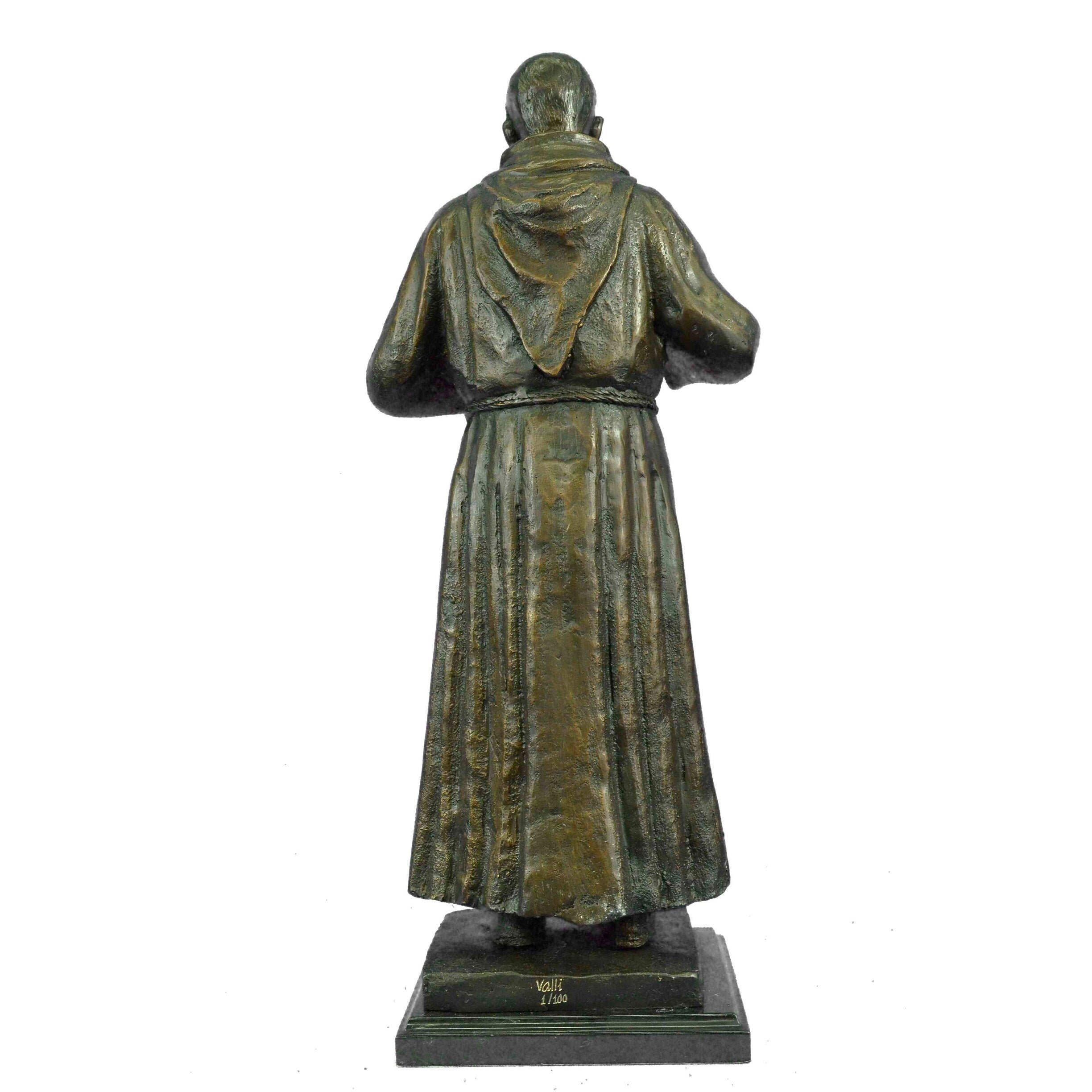 Signed And Numbered Limited Edition Saint Pio Italian Bronze Marble Sculpture